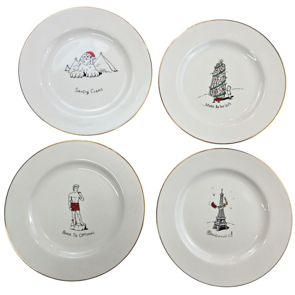 Merry Masterpieces | Four, Clever, First Edition, Holiday Plates | Size 8 inches